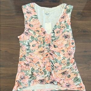 a new day Floral V-Neck Blouse in Coral and Sage